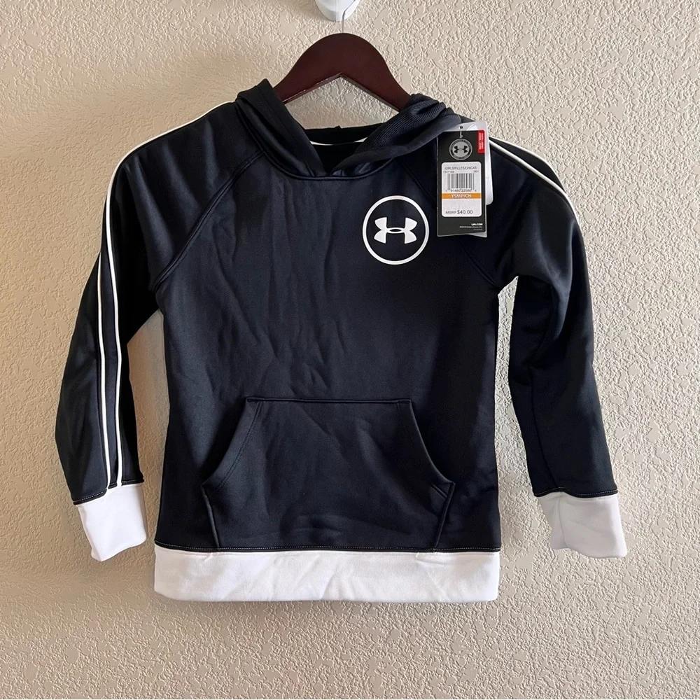 Under Armour Girls Black and White Pullover Hoodie Size Small NWT